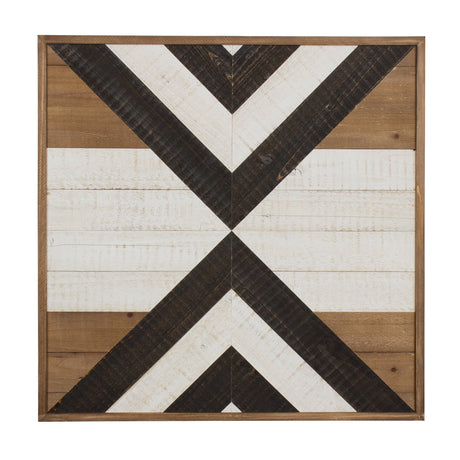 Kate and Laurel Baralt Shiplap Wood Plank Art, Black, White and Rustic Brown Kate and Laurel