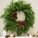24 Inch Real Touch Norfolk Pine Wreaths for Front Door, Soomeir Artificial Christmas Wreath Green Faux Pine Wreath for Wall Windows Mantle Outdoor Christmas Decoration Soomeir