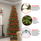 National Tree Company Artificial Pre-Lit Slim Christmas Tree, Green, Kingswood Fir, White Lights, Includes Stand, 6.5 Feet National Tree Company