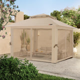 ABCCANOPY 13x13 Pop Up Gazebo, Outdoor Canopy Tent, Instant Screened Shelter with Mosquito Netting for Patio, Garden, Backyard, Party, Camping (Khaki) ABCCANOPY