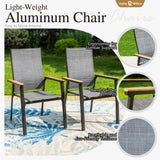 Sophia & William Patio Dining Set 9 Pieces, 8 Aluminium Patio Dining Chairs with 1 Extendable Dining Table for 6-8 Person, Patio Table and Chairs for Outdoor Lawn (Grey) Sophia & William