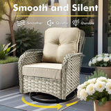 CAODOC Outdoor Sectional Patio Furniture Set,10 Pieces Wicker Conversation Sets L Shaped Couch,Out Door Sofa Outside Furniture with Swivel Chairs,Beige CAODOC