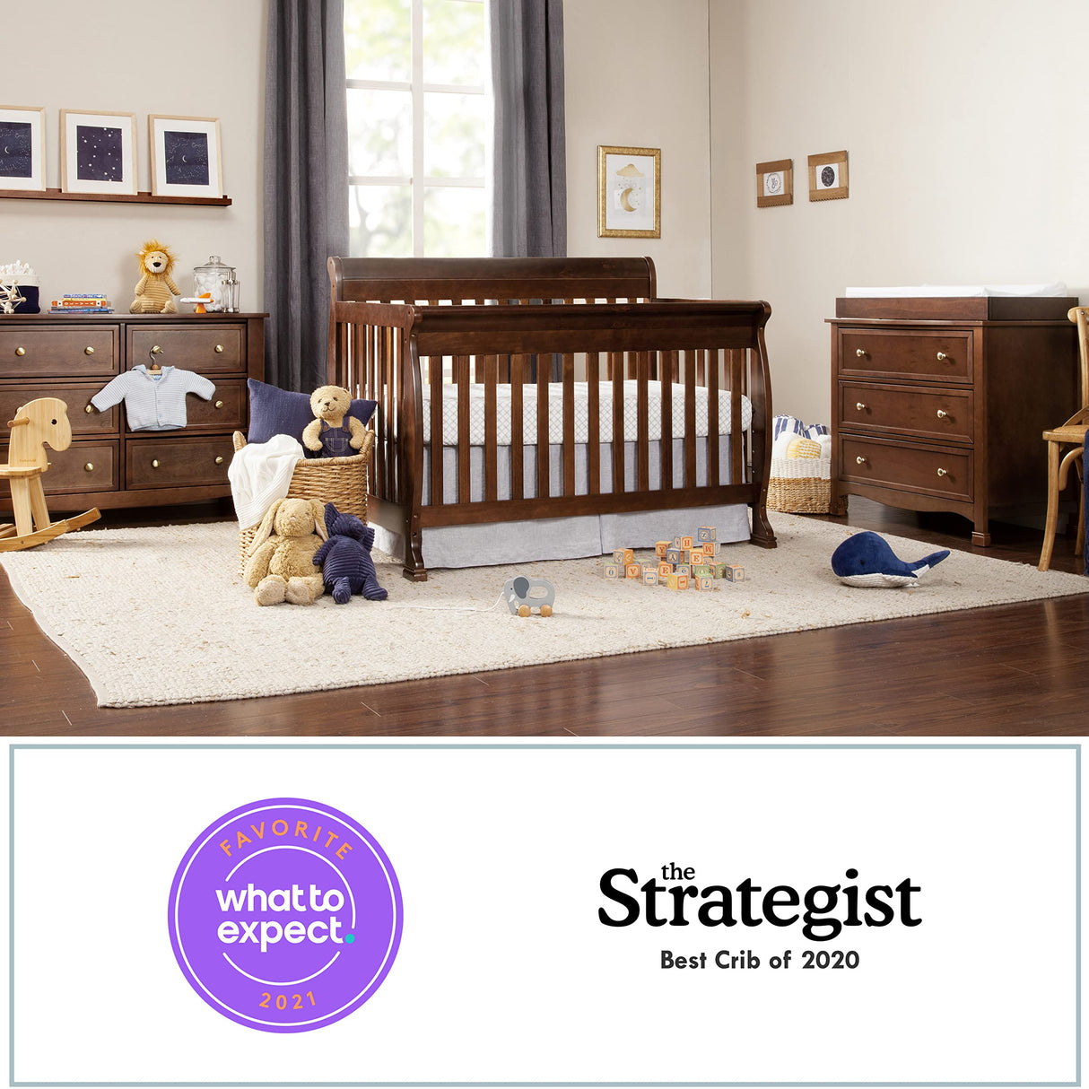 DaVinci Kalani 4-in-1 Convertible Crib in Espresso, Greenguard Gold Certified DaVinci