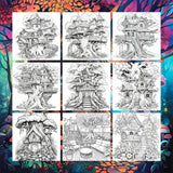 Spiral Bound Adult Coloring Book, 24 Pages Magic Treehouse Coloring Books for Relaxation and Stress Relief, Single Sided Pages Thick Paper Mindfulness Adult Coloring Book WoodArtSupply