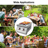 Livory Double Grilling Side Burners for Outdoor Kitchen, 2 * 15,000BTU Liquid Propane Burners, Duty Heavy 304 Stainless Steel, Built-in Side Burner for BBQ Island Grill, with Natural Gas Kit Livory