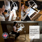 Daylight Company Stitchsmart Stand, Adjustable Embroidery Hoop Stand, Rotated Cross Stitch Stand, Hoop Holder, Hands Free Needlework Stand for Art Craft Sewing Projects,White daylight