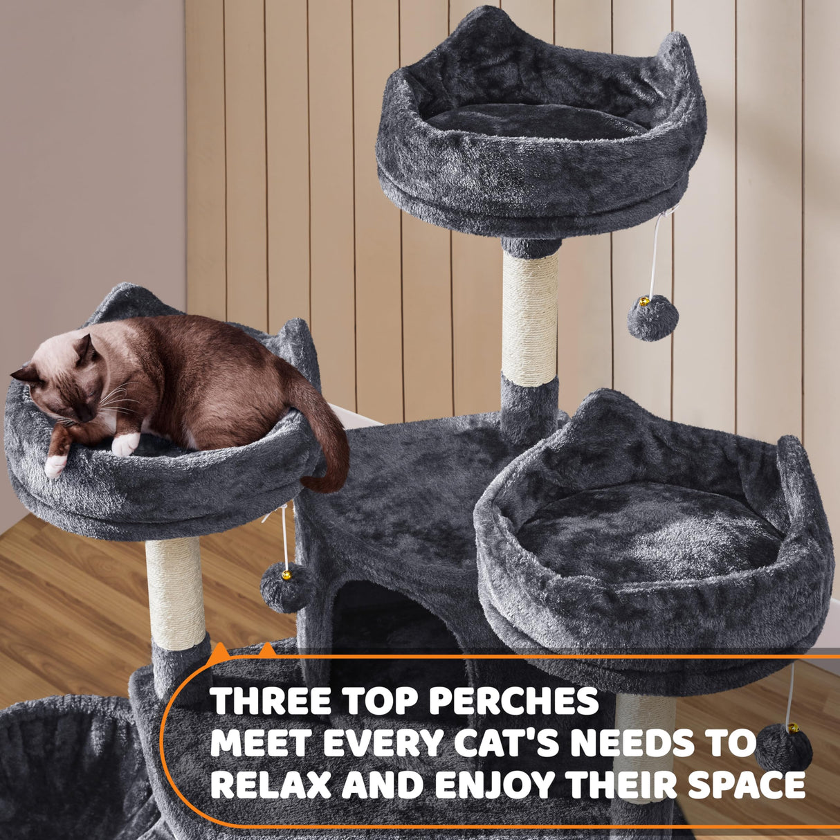 Yaheetech 68.5in Cat Tree Multi-Level Cat Tower with Large Cat Condo＆Cozy Perches Stable Pet Play House w/Sisal-Covered Scratching Posts＆Board for Indoor Cats, Dark Gray Yaheetech