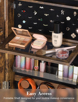 Nicetree 360° Swivel Jewelry Cabinet with Lights, Touch Screen Vanity Mirror, Rotatable Full Length Mirror with Jewelry Storage, Standing Jewelry Armoire Organizer, Christmas Gifts, Rustic Brown Nicetree