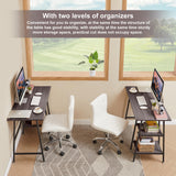 VECELO 43 Inch Computer Desk Writing Study Work Office Table Modern Desk with Shelves Wooden Desk for Home Bedroom,Brown Desk VECELO