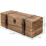 MyGift Vintage Brown Wood Single Wine Bottle Holder Gift Box with Leatherette Buckle Straps and Locking Latch MyGift