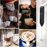 Powerful Milk Frother Wand - Mini Handheld Milk Frother with Stainless Steel Whisk - Battery-Powered Drink Mixer for Coffee, Lattes, Cappuccinos, Matcha - Coffee Enthusiasts Gift - Black New England Stories