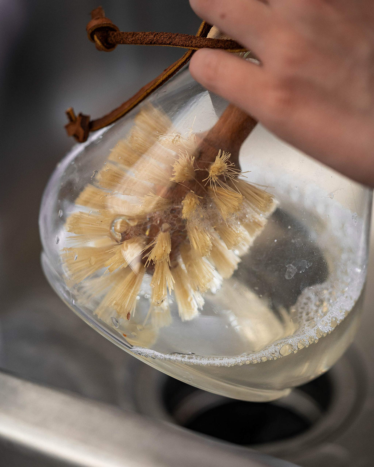 ELDR Supply Bottle Brush, 14in Extra Long German Beechwood Handle, Strong Hemp Bristles, Zero Waste, Cleans and Scrubs Hard to Reach Wide Mouth Jars, Glasses, and Tumblers ELDR Supply