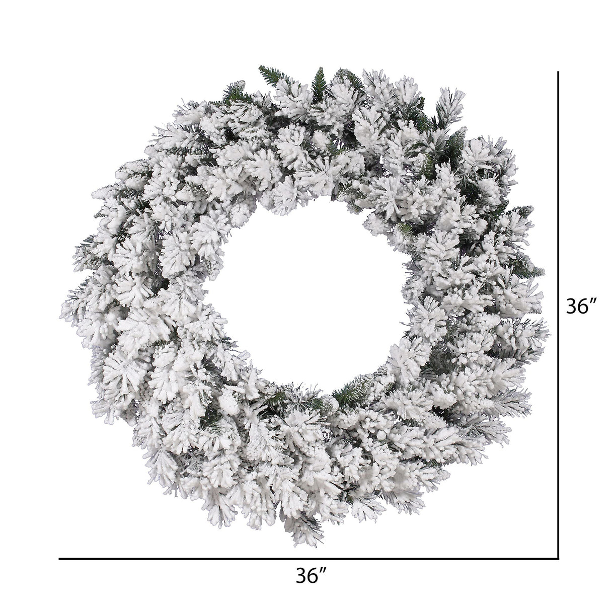 Vickerman 36" Flocked Snow Ridge Artificial Christmas Wreath, Unlit - Faux Snowy Christmas Wreath - Indoor Seasonal Home Wall Decor Vickerman