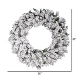 Vickerman 36" Flocked Snow Ridge Artificial Christmas Wreath, Unlit - Faux Snowy Christmas Wreath - Indoor Seasonal Home Wall Decor Vickerman