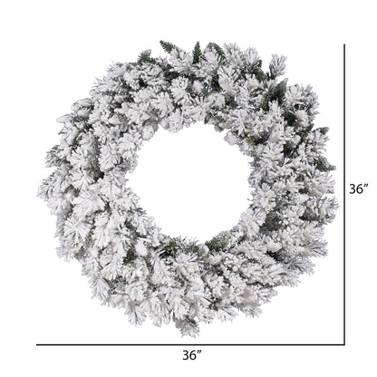 Vickerman 36" Flocked Snow Ridge Artificial Christmas Wreath, Unlit - Faux Snowy Christmas Wreath - Indoor Seasonal Home Wall Decor