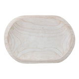 Bloomingville Hand-Carved Paulownia Wood Bowl with Whitewashed Finish Bloomingville