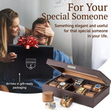 HOUNDSBAY Mariner Mens Watch Box Storage Case Holder, Watch Box for Large Watches, PU Leather Watch Box Organizer for Men, Watch Case for Large Watches, Wrist Watch Display Case, Watch Case Box Men HOUNDSBAY