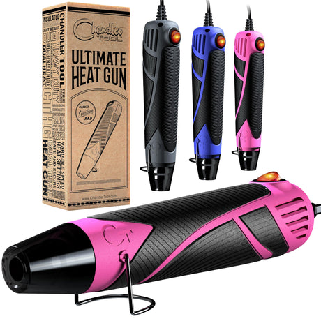 Heat Gun for Crafting, Mini Dual Temp Hot Air Gun Tool for Epoxy Resin, Shrink Wrapping, Vinyl Wrap, Embossing, Electronics, Candle Making, Sublimation, Phone Repair & DIY (Pink/Black) Chandler Tool