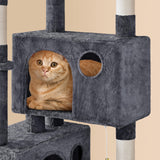 Yaheetech 64.5in Extra Large Multi-Level Cat Tree Kittens Play House Condo with Platform, Perch Hammock & Scratching Posts, Dark Gray Yaheetech