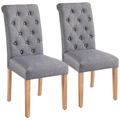 Yaheetech Dining Chairs Set of 2 Fabric Upholstered Dining Chairs High Back Padded Chairs Button Tufted Parsons Kitchen Chairs With Solid Wood Legs for Home, Dining Room, Kitchen, Dark Gray(1 package) Yaheetech