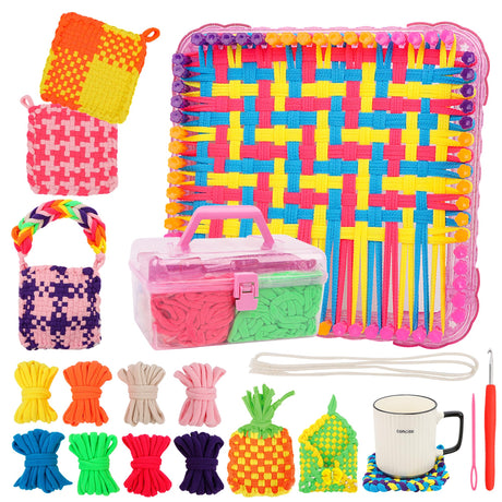 Weaving Loom Kit Toys Crafts Arts and Crafts for Girls Ages 6-8-12 Potholder Loops Toys for Girls and Adults - Knitting Loom Set Pot Holder Weaving Kits and Birthday Gifts for 7 9 10 11 Years Old ZMMB