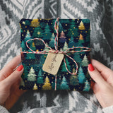 SaringSwoon Christmas Tree Wrapping Paper for Kids Adults - Xmas Wrapping Paper with Starry Night Sky, Christmas Trees and Stars Designs for Winter Holiday - 40×28 Inches, 4 Folded Sheets SaringSwoon