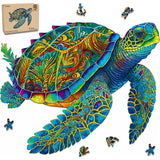 MYS Aurora Wooden Puzzles, Sea Turtle Jigsaw Puzzles 200 Pieces, Unique Shaped Wooden Puzzle for Adults and Kids, Birthday Gift Family Game 9.2 x 11.2 Inch Mys Aurora