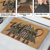 UTOWO Winter Xmas Welcome-Doormat Non-Slip Front-Door-Mats - Plaid Pine-Tree Snow Entrance Mat Porch Home Christmas Decor 17x29in UTOWO