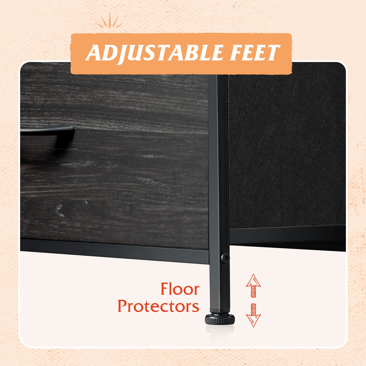 WLIVE Dresser for Bedroom with 5 Drawers, Wide Chest of Drawers, Fabric Dresser, Storage Organizer Unit with Fabric Bins for Closet, Living Room, Hallway, Charcoal Black Wood Grain Print WLIVE