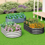 zizin 2 Pack Galvanized Raised Garden Bed Metal Oval Raised Garden Beds Outdoor Planter Box for Vegetables (6x3x1FT, Silver) zizin