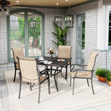 Pamapic 5 Pieces Patio Dining Set, Outdoor Dining Set for Garden Backyard Poolside Deck,Outdoor Table and Chairs Set with 4 Textilene Chairs,Beige Pamapic
