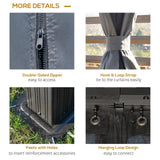 Outsunny 10' x 12' Hardtop Gazebo with Curtains and Netting, Permanent Pavilion Metal Double Roof Gazebo Canopy with Aluminum Frame and Hooks, for Garden, Patio, Backyard, Charcoal Gray Outsunny