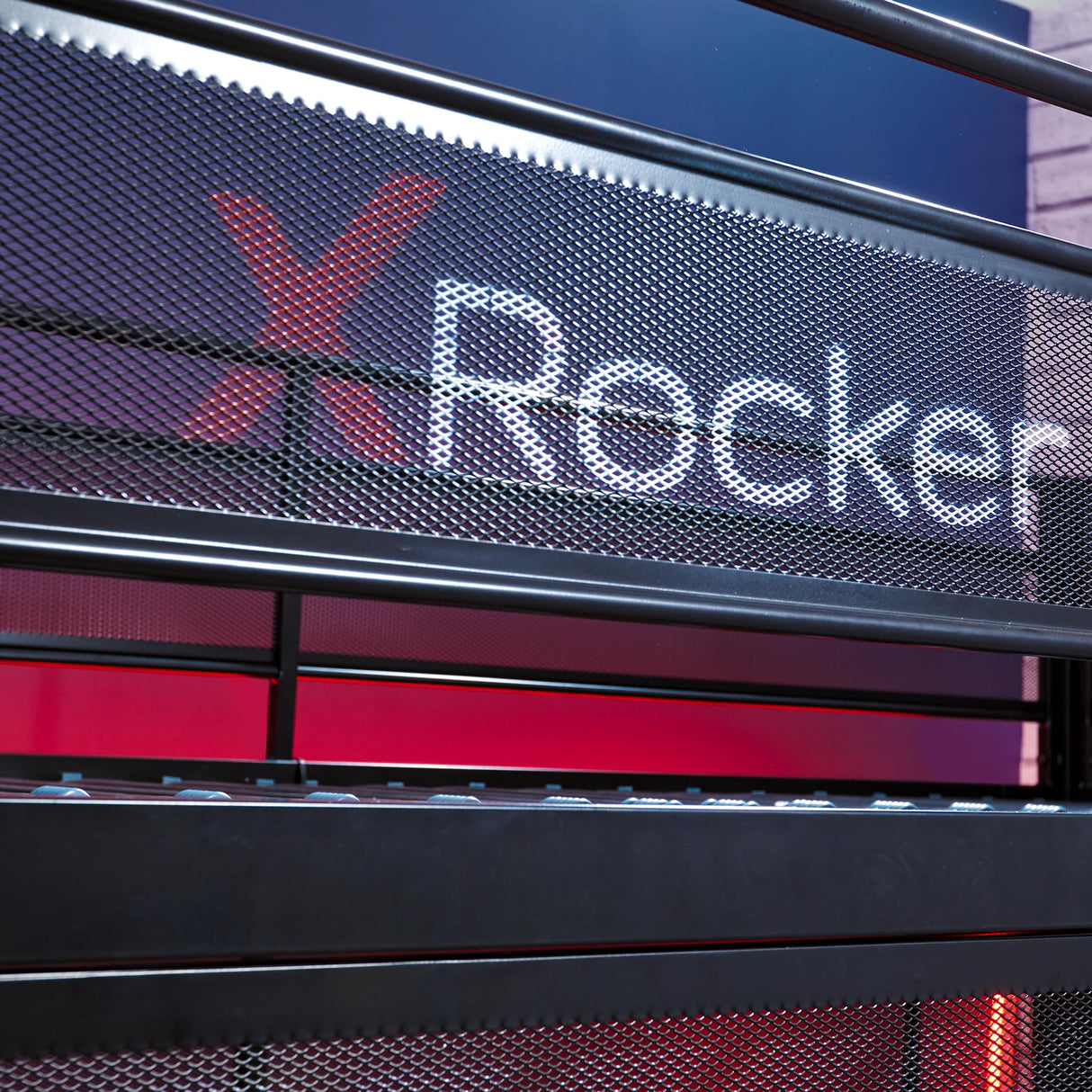 X Rocker Battle Den Twin Size Gaming Bunk Bed, Metal Frame with Grid Mesh Sides, High Sleeper, Fixed Ladder, Black X Rocker