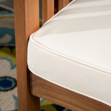 GDFStudio Outdoor 6-Seater Acacia Wood Chat Set, Brown Patina Finish and Cream GDFStudio