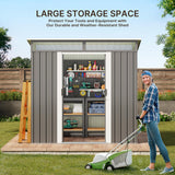 Gizoon 6'x4' Outdoor Storage Shed Metal Garden Shed with Sliding Lockable Doors, Versatile Tool Bike Shed with Transparent Panel Windows, Outdoor Storage Clearance for Backyard, Patio, Dark Gray Gizoon