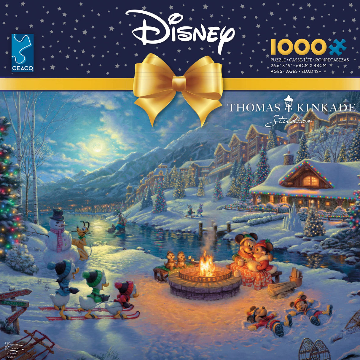 Ceaco - Thomas Kinkade - Disney Dreams Collection - Holiday - Mickey and Minnie Christmas Lodge - 1000 Piece Jigsaw Puzzle Ceaco