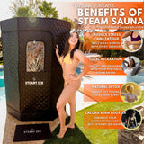 Steamy Zen Sauna - Portable Large Home Steam Sauna with 3L High Capacity Steamer, 1100W, Remote & Aromatherapy - Includes Absorbent Mat & Chair for Yoga & Weight Loss - Sauna Spa Experience Frozen Zen