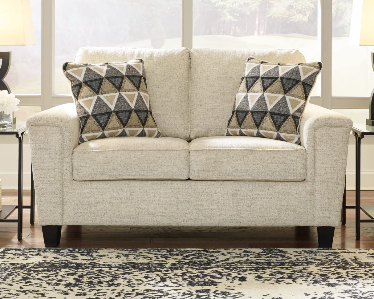 Signature Design by Ashley Abinger Chenille Contemporary Loveseat with 2 Accent Pillows, Beige Signature Design by Ashley
