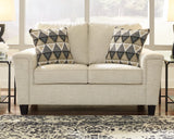 Signature Design by Ashley Abinger Chenille Contemporary Loveseat with 2 Accent Pillows, Beige Signature Design by Ashley