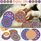 ijbnhd Mandala Diamond Painting Coasters Kit with Holder, DIY Diamond Art Coasters Cork Wooden Pad Board Double Layer is Strong and Wear-Resistant for Beginners Adults Art Craft Supplies Gift 4X4IN ijbnhd
