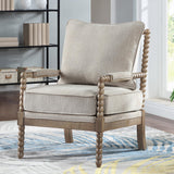 DUHOME Linen Fabric Spindle Accent Chair with Wood Frame,Modern Accent Chairs with Padded Spring Seat and Brushed White Base for Living Room Bedroom Farmhouse Home Office Belcony DUHOME