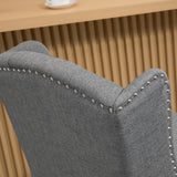 HOMCOM Counter Height Bar Stools Set of 2, 27" Seat Height Upholstered Barstools, Farmhouse Kitchen Island Stools with Nailhead-Trim, Tufted Back and Wooden Legs, Light Gray HOMCOM