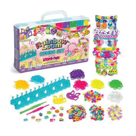 Rainbow Loom® Loomi-Pals™ Combo Set, Features 60 Cute Assorted LP Charms, The New RL2.0, Happy Looms, Hooks, Alpha & Pony Beads, 2300 Colorful Bands All in a Carrying Case forBoys and Girls 7+ Rainbow Loom