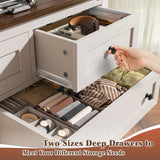 EnHomee Dresser for Bedroom Wood Dresser with 7 Drawers White Dresser with Smooth Metal Rail Long Dressers & Chests of Drawers Farmhouse Dresser for Bedroom Dresser TV Stand, Closet, Antique White EnHomee