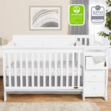 Dream On Me 5 In 1 Brody Convertible Crib With Changer In White, Greenguard Gold Certified, Comes With 1" Changing Pad, Non-Toxic Finish, Made Of Durable Pinewood Dream On Me