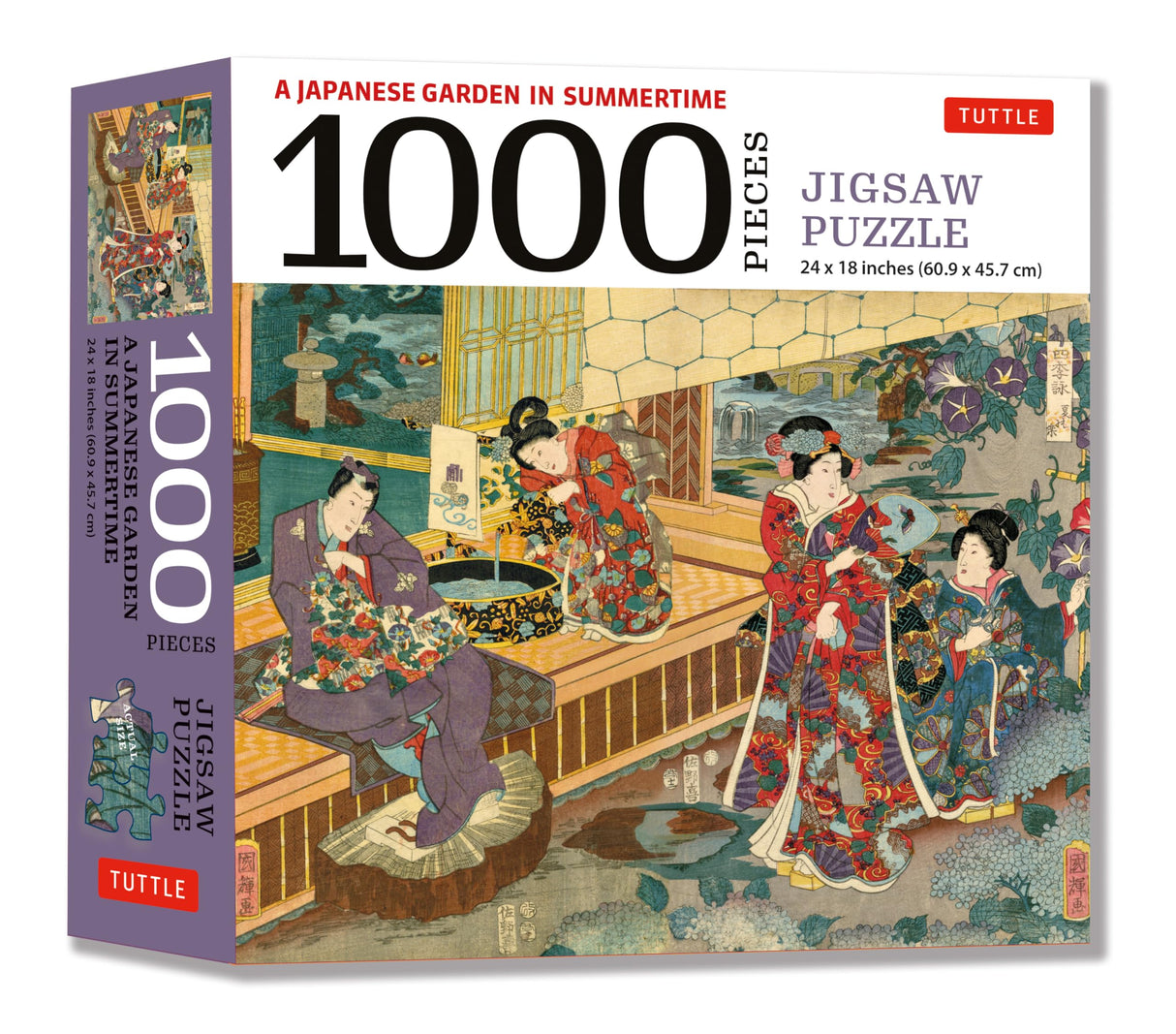 A Japanese Garden in Summertime - 1000 Piece Jigsaw Puzzle: A Scene from The Tale of Genji, Woodblock Print (Finished Size 24 in X 18 in) Tuttle Publishing