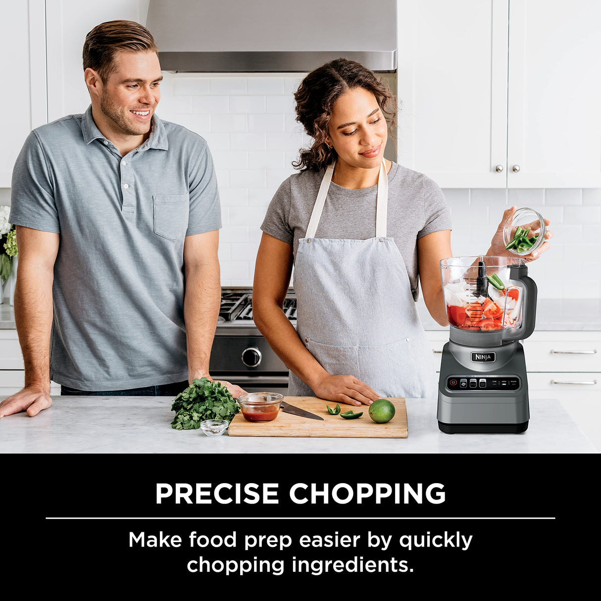 Ninja Professional Plus Food Processor 850-Watts With Auto-iQ Preset Programs Chop Puree Dough Slice Shred With a 9-Cup Capacity and a Silver Stainless Finish (BN600C) - Canadian Version Ninja