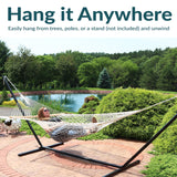 Sunnydaze Cotton Rope Double Hammock for Outside - 450-Pound Capacity Indoor or Outdoor Hammock with Spreader Bars - Natural Sunnydaze