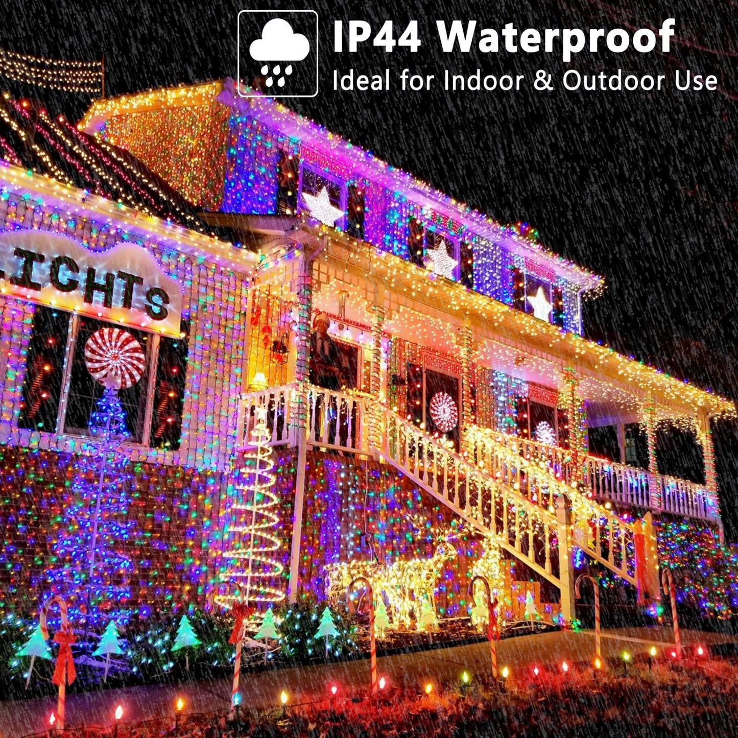 Brizled Christmas Lights Outdoor, 180.4ft 500 LED Color Changing Christmas String Lights with Remote, 11 Modes Christmas Tree Lights Cool White & Multicolor Green Wire Xmas Lights for Xmas Party Home