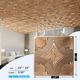 Art3d Drop Ceiling Tiles 24x24 in Bronze (12-Pack, 48 Sq.ft), 3D Wainscoting Panels Glue Up 2x2 Art3d